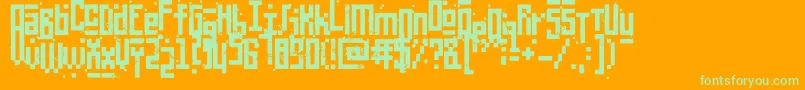 PixelicWar-fontti – vihreät fontit oranssilla taustalla