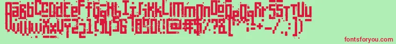 PixelicWar-fontti – punaiset fontit vihreällä taustalla