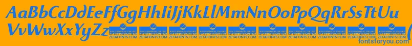 BeatrixantiquaBolditalicTrial Font – Blue Fonts on Orange Background