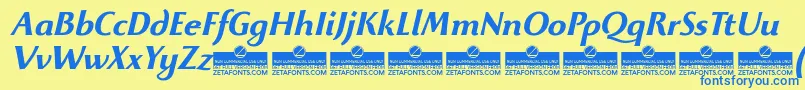 BeatrixantiquaBolditalicTrial Font – Blue Fonts on Yellow Background