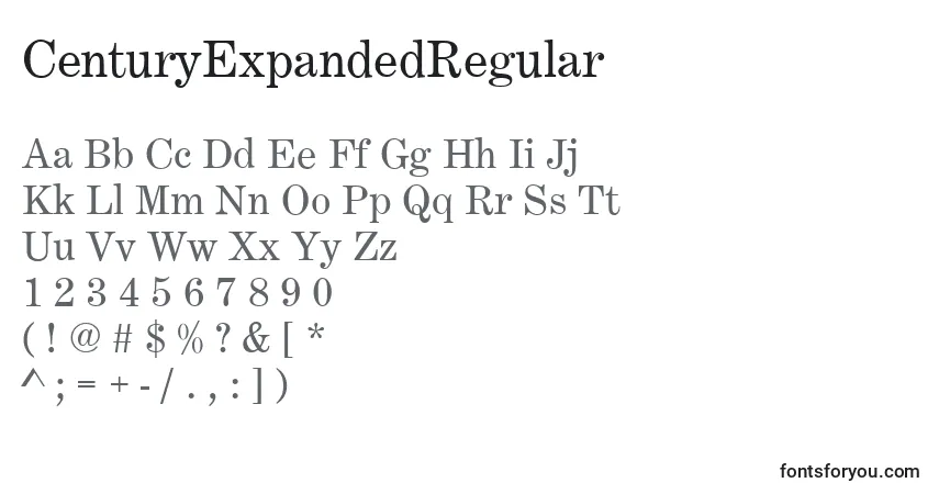 Шрифт CenturyExpandedRegular – алфавит, цифры, специальные символы