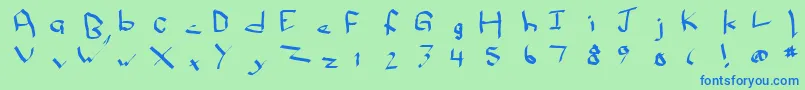 Qwikn-Schriftart – Blaue Schriften auf grünem Hintergrund