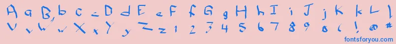 Fonte Qwikn – fontes azuis em um fundo rosa