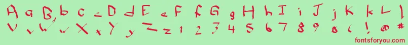 Qwikn-Schriftart – Rote Schriften auf grünem Hintergrund