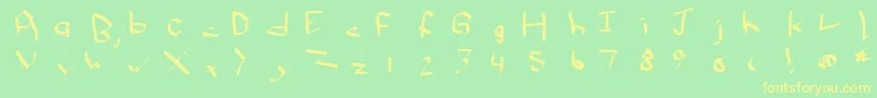 フォントQwikn – 黄色の文字が緑の背景にあります