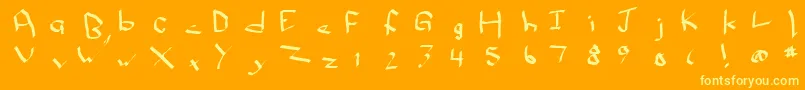 Weitere Informationen zur Qwikn-Schriftart Qwikn-Schriftart – Gelbe Schriften auf orangefarbenem Hintergrund