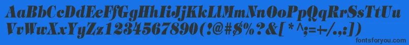フォントTimpaniHeavyItalicCn – 黒い文字の青い背景