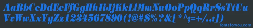 フォントTimpaniHeavyItalicCn – 黒い背景に青い文字