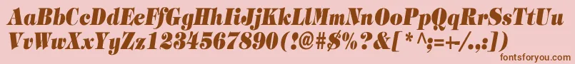 Czcionka TimpaniHeavyItalicCn – brązowe czcionki na różowym tle