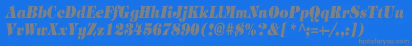 TimpaniHeavyItalicCn Font – Gray Fonts on Blue Background