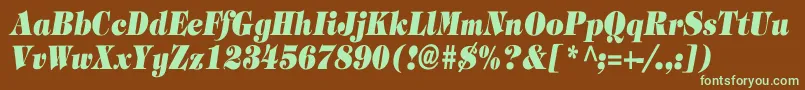 TimpaniHeavyItalicCn Font – Green Fonts on Brown Background