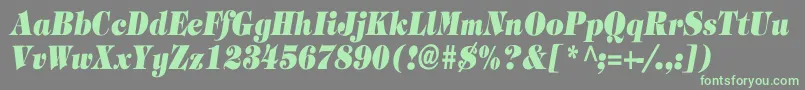 TimpaniHeavyItalicCn Font – Green Fonts on Gray Background