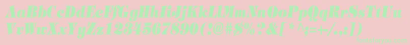 TimpaniHeavyItalicCn Font – Green Fonts on Pink Background