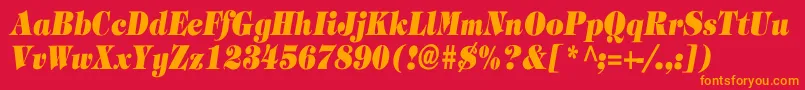 Шрифт TimpaniHeavyItalicCn – оранжевые шрифты на красном фоне
