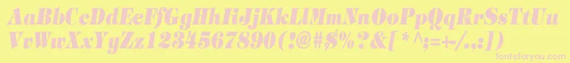 TimpaniHeavyItalicCn Font – Pink Fonts on Yellow Background