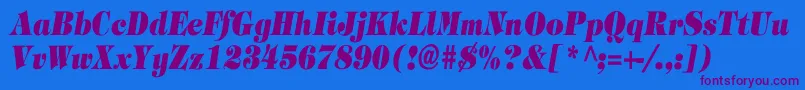 TimpaniHeavyItalicCn Font – Purple Fonts on Blue Background