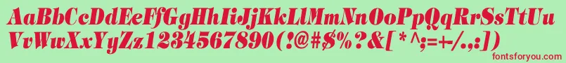 TimpaniHeavyItalicCn Font – Red Fonts on Green Background