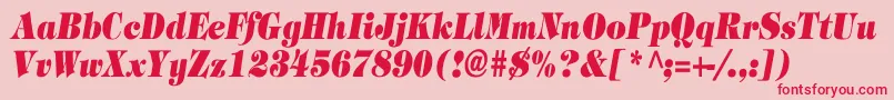 TimpaniHeavyItalicCn Font – Red Fonts on Pink Background