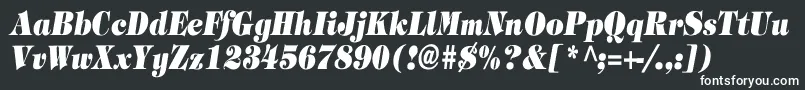 TimpaniHeavyItalicCn-fontti – valkoiset fontit mustalla taustalla