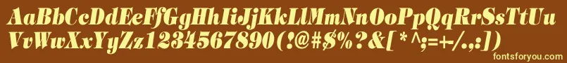 TimpaniHeavyItalicCn Font – Yellow Fonts on Brown Background