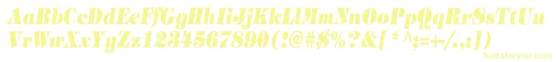 フォントTimpaniHeavyItalicCn – 白い背景に黄色の文字
