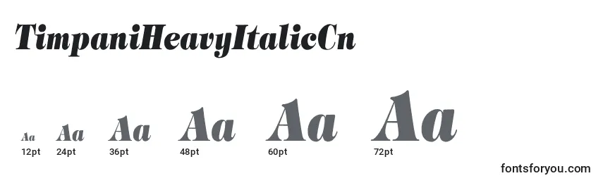TimpaniHeavyItalicCn Font Sizes