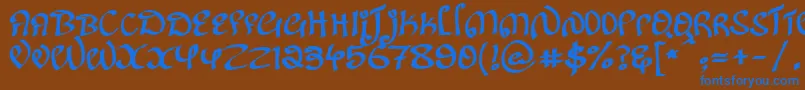 KanglishRegular Font – Blue Fonts on Brown Background