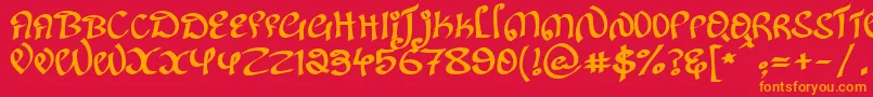 フォントKanglishRegular – 赤い背景にオレンジの文字