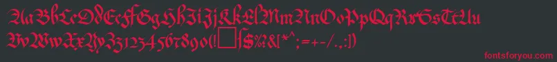 フォントMaGkursiv2Db – 黒い背景に赤い文字