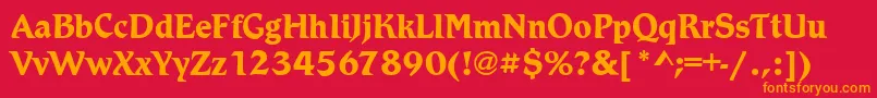 フォントRobinsonBold – 赤い背景にオレンジの文字