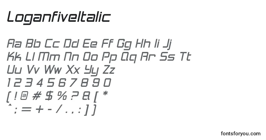 LoganfiveItalic Font – alphabet, numbers, special characters