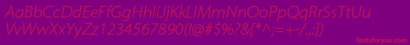 MyriadproLightsemiextit Font – Red Fonts on Purple Background