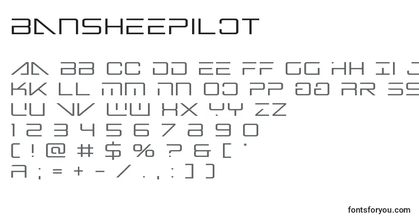 Czcionka Bansheepilot – alfabet, cyfry, specjalne znaki
