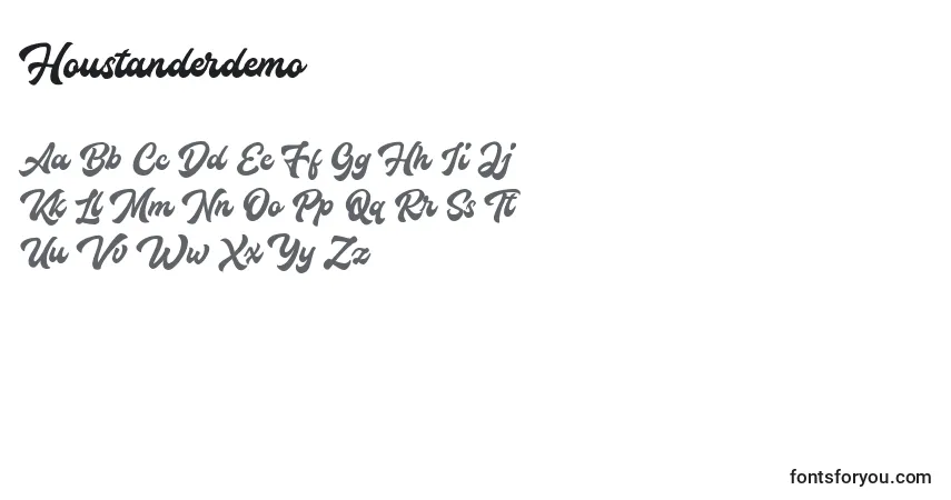 Czcionka Houstanderdemo – alfabet, cyfry, specjalne znaki