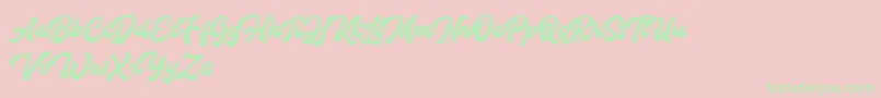 Houstanderdemo-Schriftart – Grüne Schriften auf rosa Hintergrund