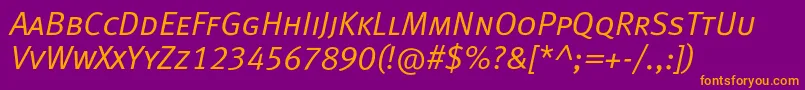 MetanormalcapslfcItalic Font – Orange Fonts on Purple Background