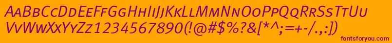 MetanormalcapslfcItalic Font – Purple Fonts on Orange Background