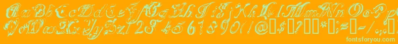 Scrig Font – Green Fonts on Orange Background