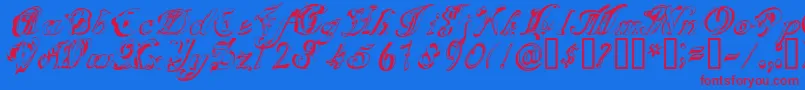 Scrig Font – Red Fonts on Blue Background