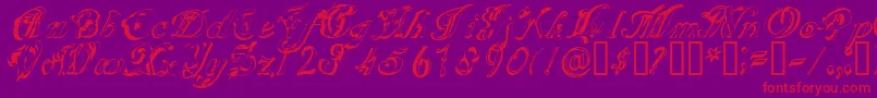 Scrig-Schriftart – Rote Schriften auf violettem Hintergrund