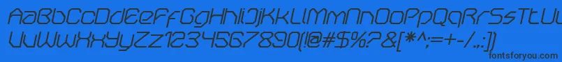 Czcionka OricneoItalic – czarne czcionki na niebieskim tle