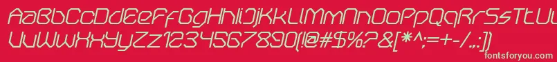 Czcionka OricneoItalic – zielone czcionki na czerwonym tle