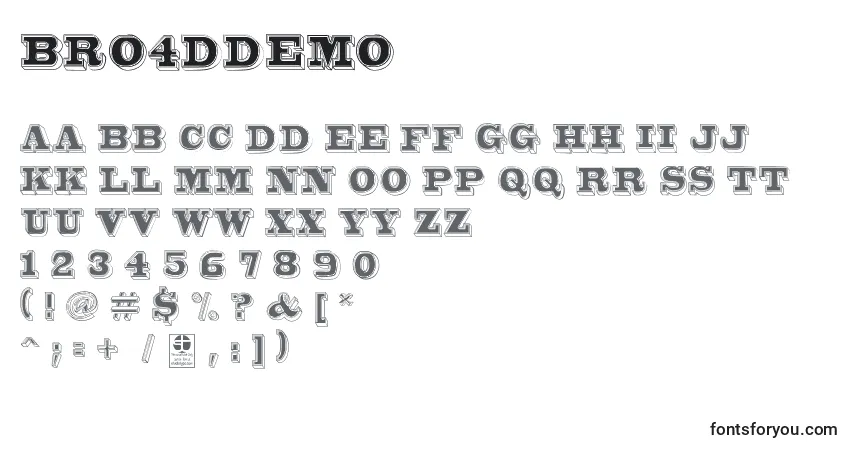Schriftart Bro4dDemo – Alphabet, Zahlen, spezielle Symbole