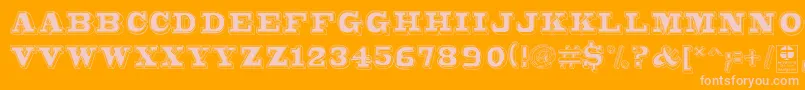 Bro4dDemo-Schriftart – Rosa Schriften auf orangefarbenem Hintergrund