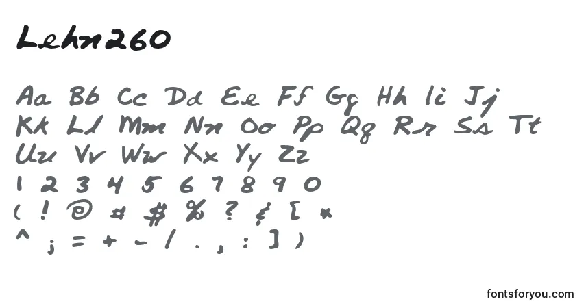 A fonte Lehn260 – alfabeto, números, caracteres especiais
