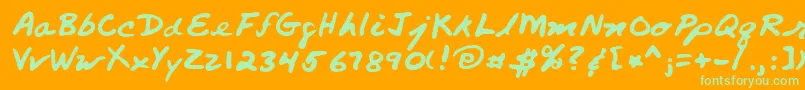 Lehn260-Schriftart – Grüne Schriften auf orangefarbenem Hintergrund