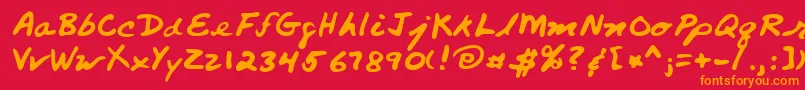 フォントLehn260 – 赤い背景にオレンジの文字