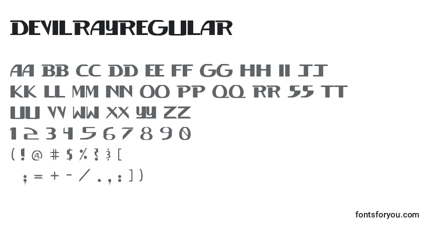 Czcionka DevilrayRegular – alfabet, cyfry, specjalne znaki