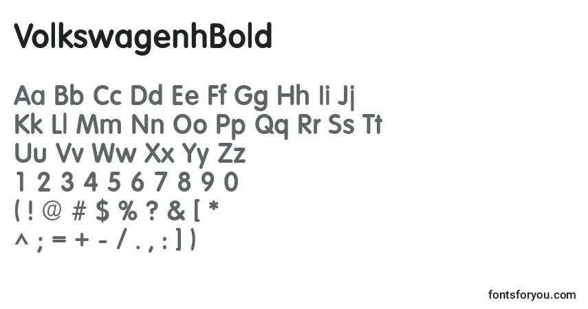 A fonte VolkswagenhBold – alfabeto, números, caracteres especiais