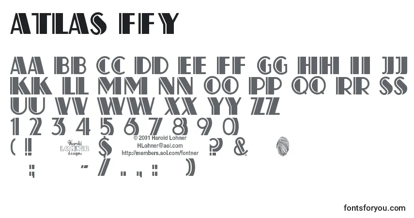 Schriftart Atlas ffy – Alphabet, Zahlen, spezielle Symbole